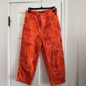 Bill Blass Floral Pink and Orange Capris